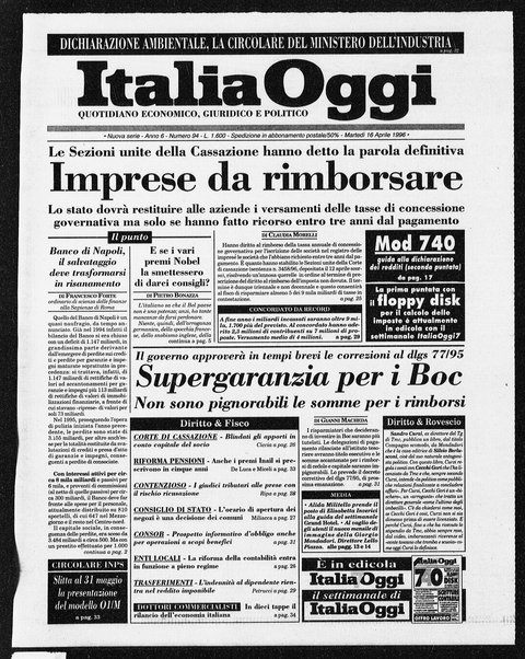 Italia oggi : quotidiano di economia finanza e politica